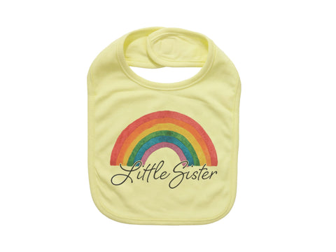 Little Sister Bib, Little Sister Rainbow, Baby Gift, Newborn Girl Gift, Baby Girl Gift, Little Sister, Baby Sister, Rainbow Baby Bib, Bibs - Chase Me Tees LLC