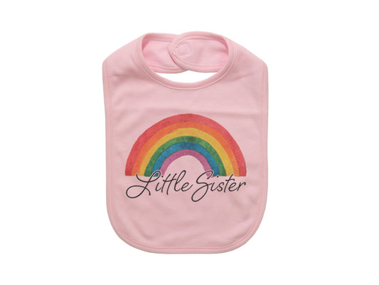 Little Sister Bib, Little Sister Rainbow, Baby Gift, Newborn Girl Gift, Baby Girl Gift, Little Sister, Baby Sister, Rainbow Baby Bib, Bibs - Chase Me Tees LLC