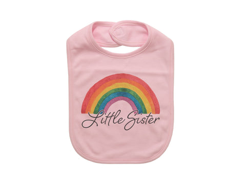 Little Sister Bib, Little Sister Rainbow, Baby Gift, Newborn Girl Gift, Baby Girl Gift, Little Sister, Baby Sister, Rainbow Baby Bib, Bibs - Chase Me Tees LLC