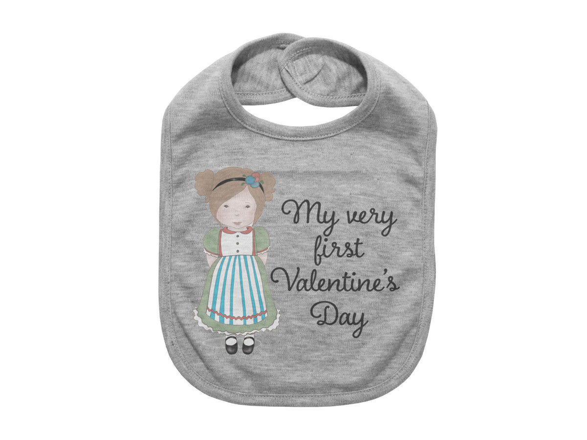 My Very First Valentine's Day, Maureen, Valentine's Day Bib, Baby Shower Gift, Cute Baby Bibs, Newborn Bib, Loved Bib, Valentine Bib - Chase Me Tees LLC