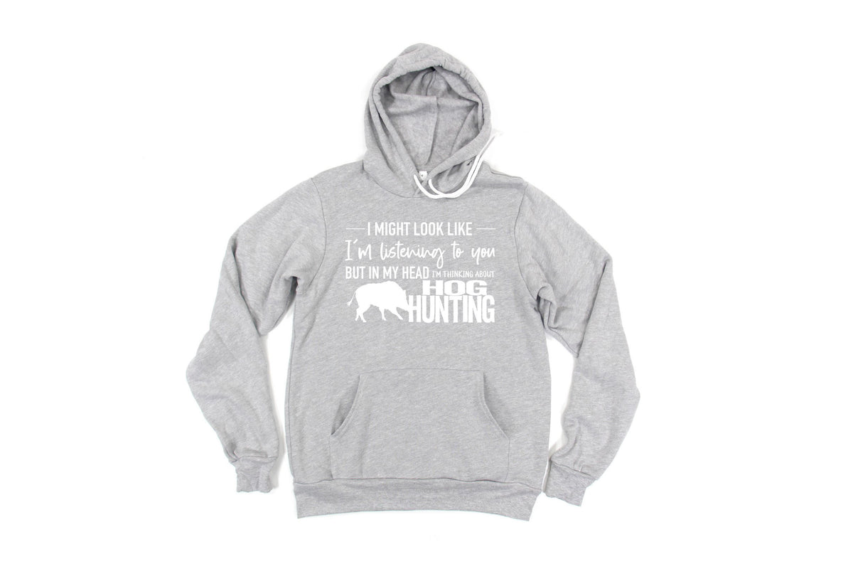 Hog Hunting Hoodie, Thinking About Hot Hunting, Wild Boar Hunting, Gift For Hunter, Hog Hunting Gift, Hunting Hoodie, Gift For Him, Dad Gift - Chase Me Tees LLC