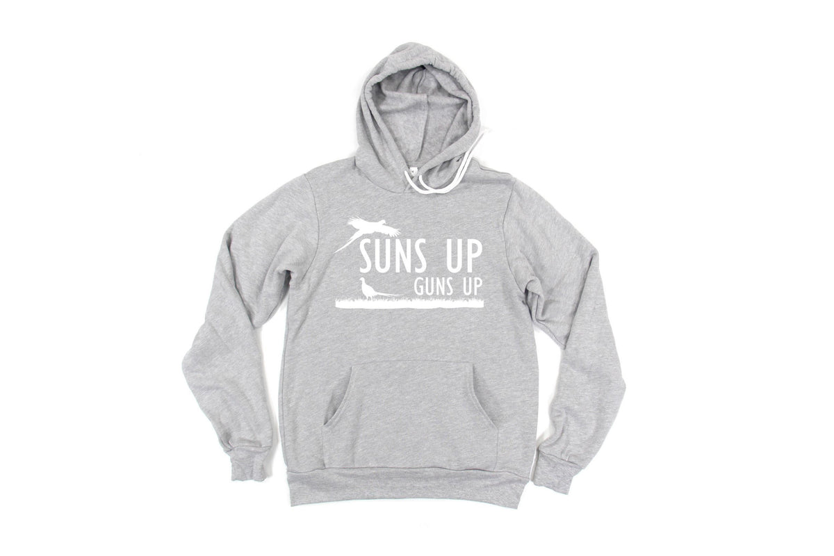 Pheasant Hunting Hoodie, Suns Up Guns Up, Pheasant Hunting, Gift For Him, Hunting Gift, Pheasant Hoodie, Father's Day Gift, Hunting Hoodie - Chase Me Tees LLC