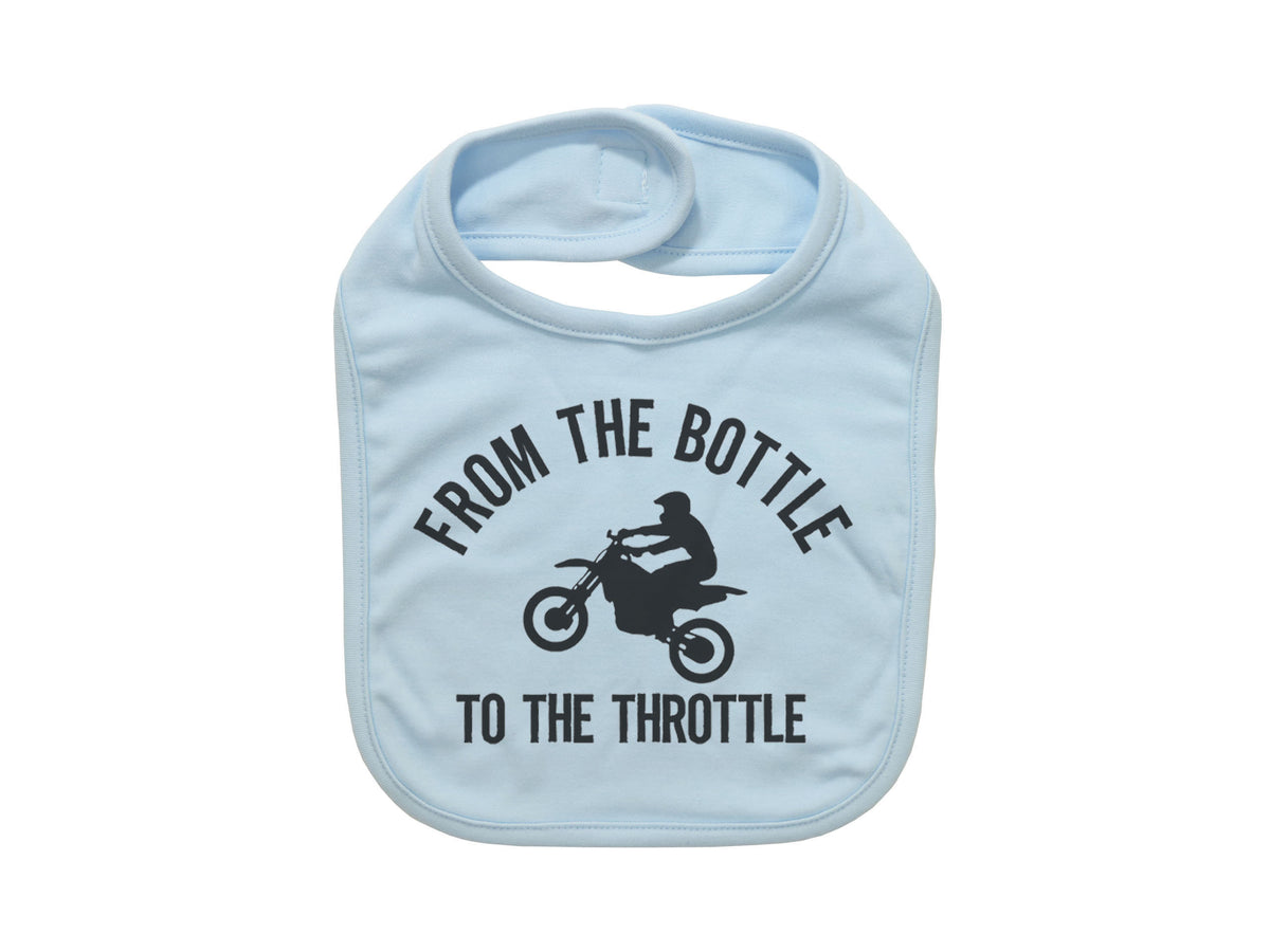 Dirt Bike Bib, From The Bottle To The Throttle, Motocross Baby Bib, Baby Shower Gift, Baby Announcement, Funny Bibs, Dirt Bike Baby, Bibs - Chase Me Tees LLC
