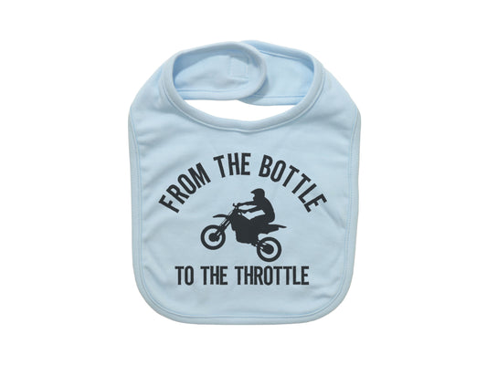 Dirt Bike Bib, From The Bottle To The Throttle, Motocross Baby Bib, Baby Shower Gift, Baby Announcement, Funny Bibs, Dirt Bike Baby, Bibs - Chase Me Tees LLC