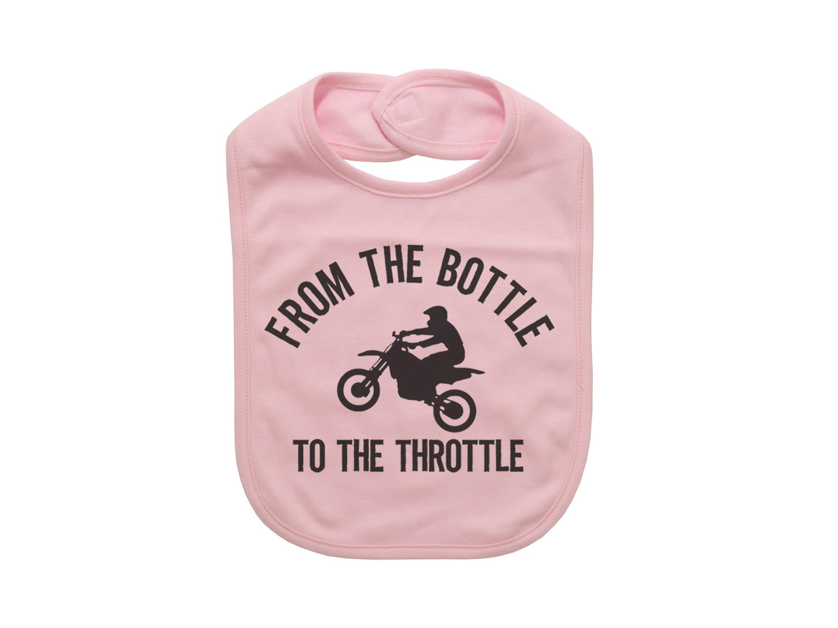 Dirt Bike Bib, From The Bottle To The Throttle, Motocross Baby Bib, Baby Shower Gift, Baby Announcement, Funny Bibs, Dirt Bike Baby, Bibs - Chase Me Tees LLC