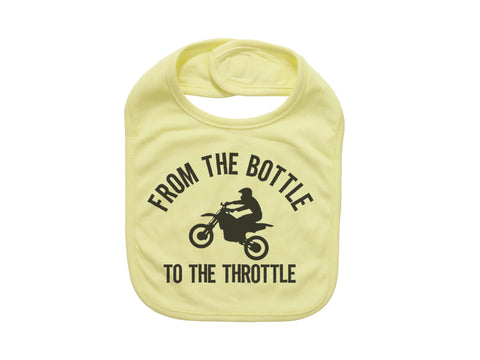 Dirt Bike Bib, From The Bottle To The Throttle, Motocross Baby Bib, Baby Shower Gift, Baby Announcement, Funny Bibs, Dirt Bike Baby, Bibs - Chase Me Tees LLC