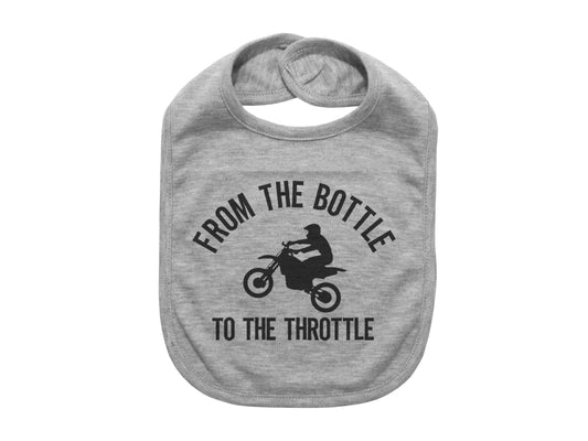 Dirt Bike Bib, From The Bottle To The Throttle, Motocross Baby Bib, Baby Shower Gift, Baby Announcement, Funny Bibs, Dirt Bike Baby, Bibs - Chase Me Tees LLC