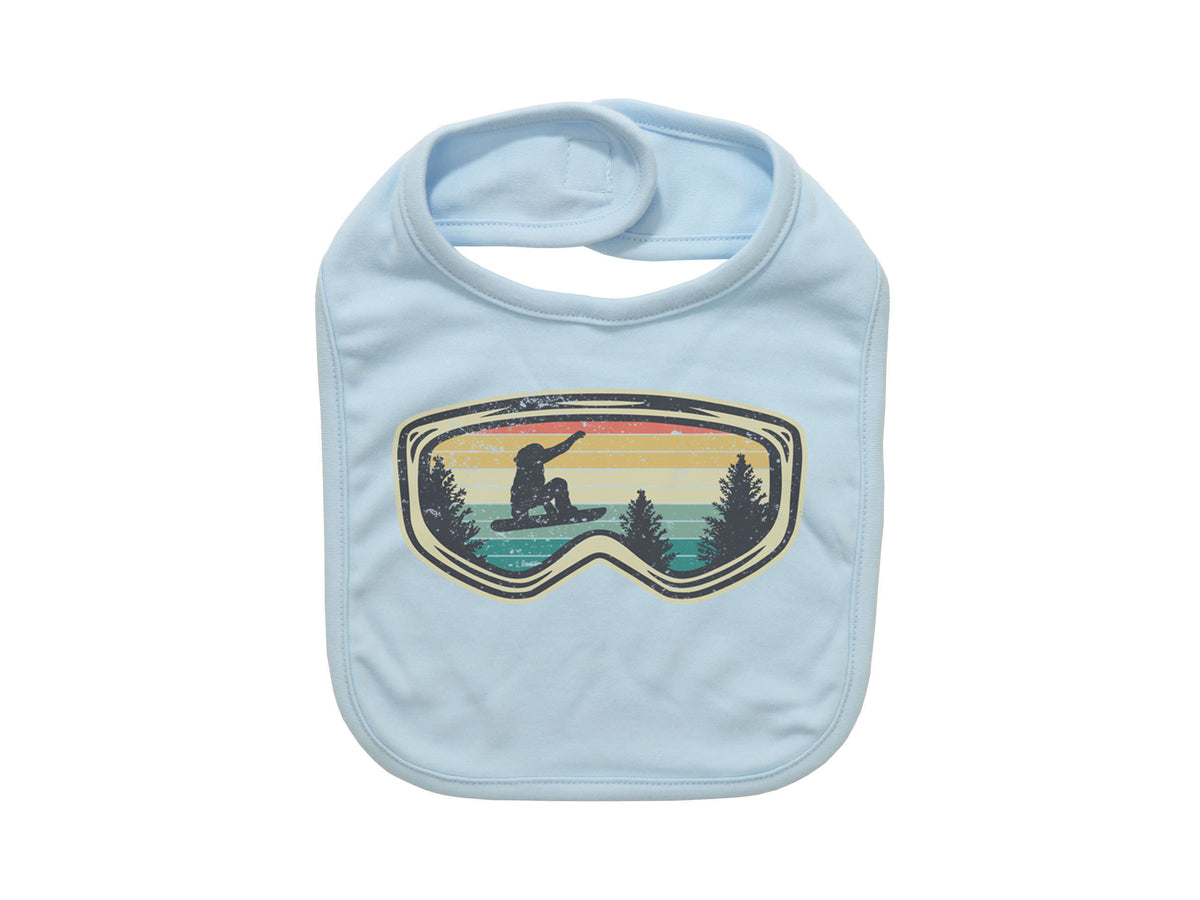 Snowboarding Bib, Snowboard Goggles, Baby Snowboarding Gift, Winter Sports, Skiing Baby Bib, Future Snowboarder, Baby Shower Gift, Snow - Chase Me Tees LLC