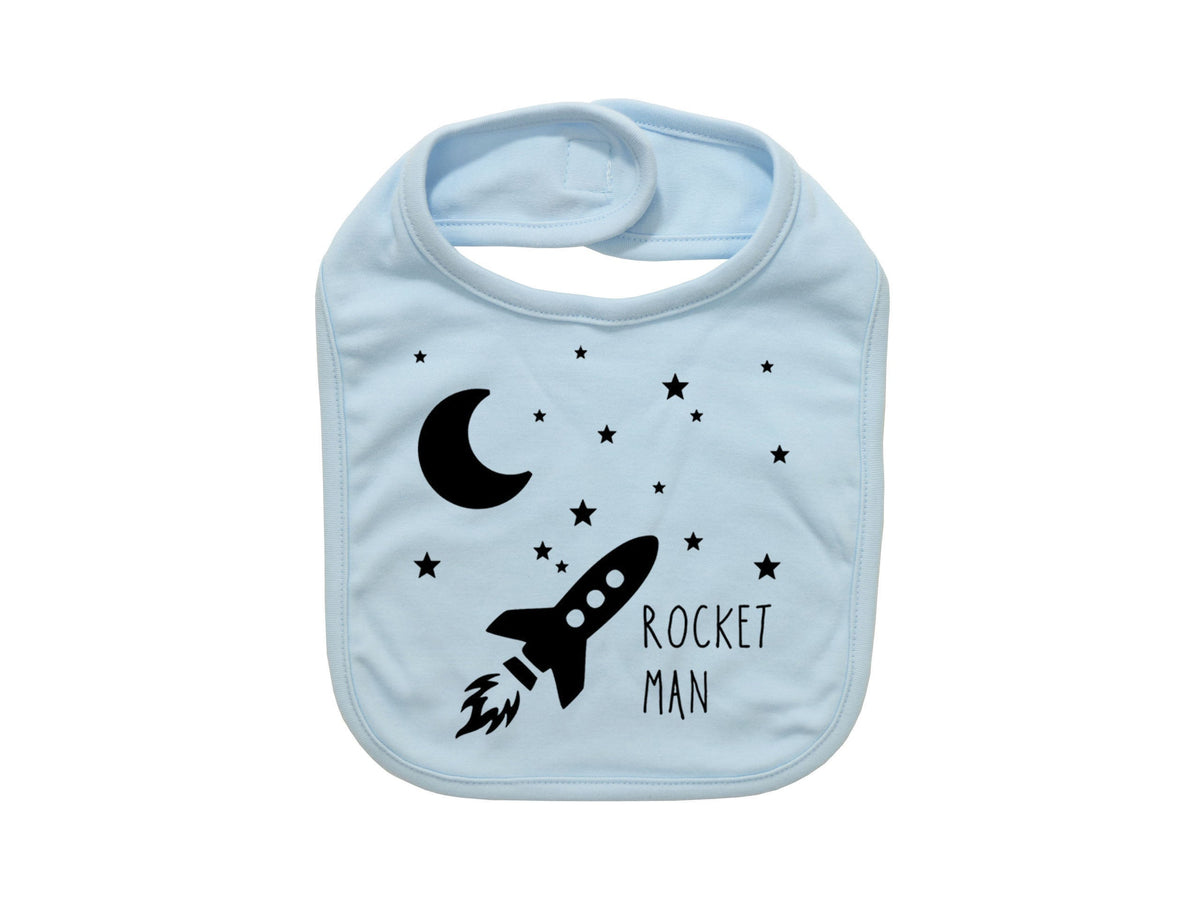 Space Baby Bib, Rocket Man, Rocket Baby Bib, Gift For Baby Boy, Baby Shower Gift, Baby Boy Gift, Rocket Bib, Baby Reveal, Newborn Boy Bib - Chase Me Tees LLC
