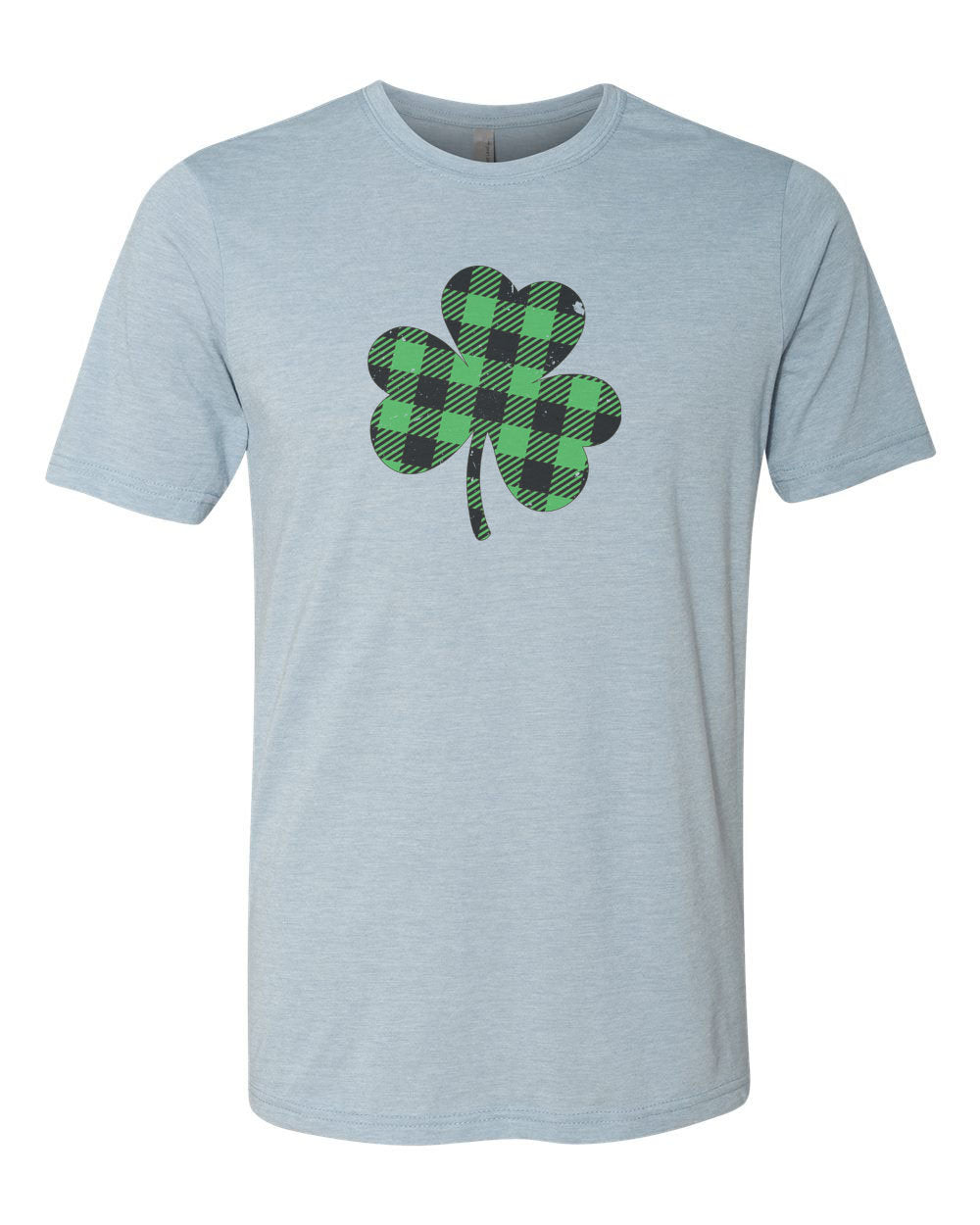 Plaid Clover, Clover Shirt, St. Patrick's Day Shirt, Distressed Clover, Green Shirt, Unisex Fit, Sublimated Design, Buffalo Plaid Clover - Chase Me Tees LLC