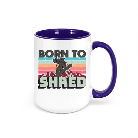 Snowboard Mug, Born To Shred, Snowboarder Mug, Snowboard Gift, Skiing Mug, Gift For Him, Winter Sports, Sublimated Design, Snowboard Cup - Chase Me Tees LLC