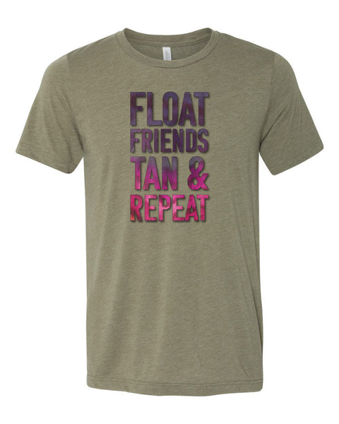 Float Trip Shirt, Float Friends Tan & Repeat, Floating Shirt, Summer Tee, Best Friends Shirt, Unisex Fit, Sublimated Design, Kayaking Shirt - Chase Me Tees LLC