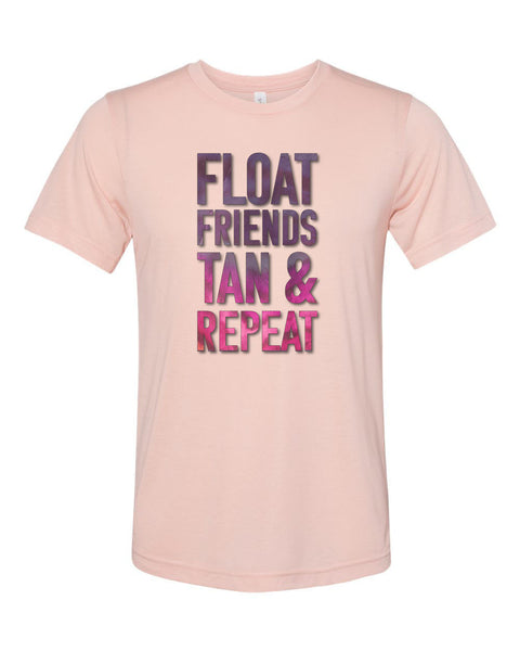 Float Trip Shirt, Float Friends Tan & Repeat, Floating Shirt, Summer Tee, Best Friends Shirt, Unisex Fit, Sublimated Design, Kayaking Shirt - Chase Me Tees LLC