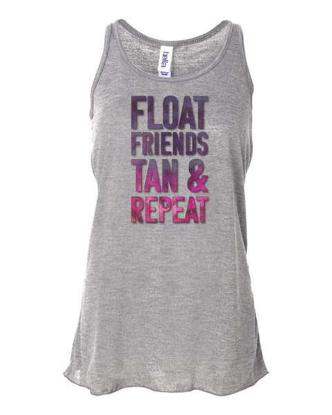 Float Trip Tank, Float Friends Tan & Repeat, Kayaking Tank, Women's Racerback, Sublimated Design, Floating Tank Top, Float Trip Shirt - Chase Me Tees LLC