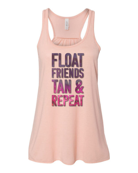 Float Trip Tank, Float Friends Tan & Repeat, Kayaking Tank, Women's Racerback, Sublimated Design, Floating Tank Top, Float Trip Shirt - Chase Me Tees LLC