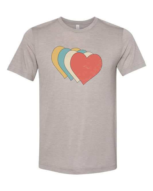 Heart Shirt, Colorful Hearts, Valentine's Day Shirt, Unisex Fit, Vintage Heart, Gift For Her, Distressed Hearts, Valentines Shirt, Hearts - Chase Me Tees LLC