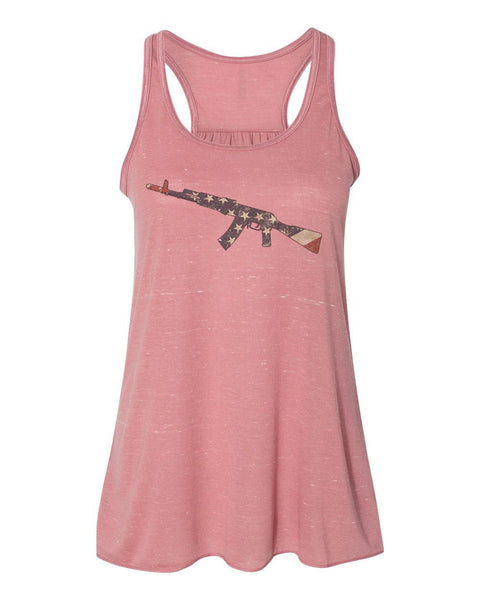 Women's Patriotic Tank, Gun Flag, America Racerback, 2nd Amendment Tank, Women's Racerback, Gun Shirt, Lady's Tank, Merica Tank Top, Guns - Chase Me Tees LLC