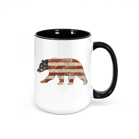 Bear Mug, Bear Flag, Patriotic Coffee Mug, Bear Gift, Bears, American Flag Cup, Patriotic Cup, Sublimated Design, Flag Mug, Gift For Him - Chase Me Tees LLC