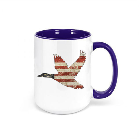 Duck Hunting Mug, American Duck, Waterfowl Mug, Duck Cup, Patriotic Coffee Mug, American Flag Cup, Gift For Him, Waterfowl Gift, Ducks, Flag - Chase Me Tees LLC