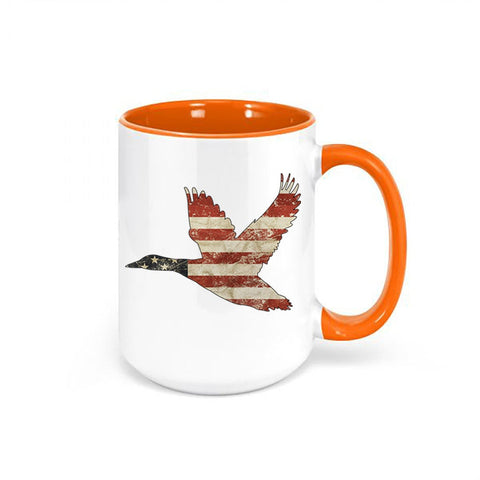 Duck Hunting Mug, American Duck, Waterfowl Mug, Duck Cup, Patriotic Coffee Mug, American Flag Cup, Gift For Him, Waterfowl Gift, Ducks, Flag - Chase Me Tees LLC