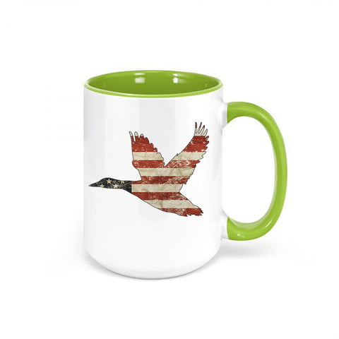 Duck Hunting Mug, American Duck, Waterfowl Mug, Duck Cup, Patriotic Coffee Mug, American Flag Cup, Gift For Him, Waterfowl Gift, Ducks, Flag - Chase Me Tees LLC