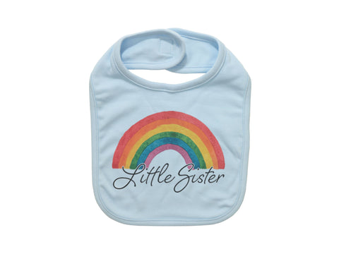 Little Sister Bib, Little Sister Rainbow, Baby Gift, Newborn Girl Gift, Baby Girl Gift, Little Sister, Baby Sister, Rainbow Baby Bib, Bibs - Chase Me Tees LLC