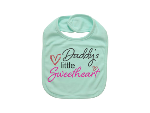 Valentine's Day Bib, Daddy's Little Sweetheart, Sweetheart Bib, Baby Girl Bib, Valentine's Day, Love Day, Baby Girl Gift, Baby Announcement - Chase Me Tees LLC