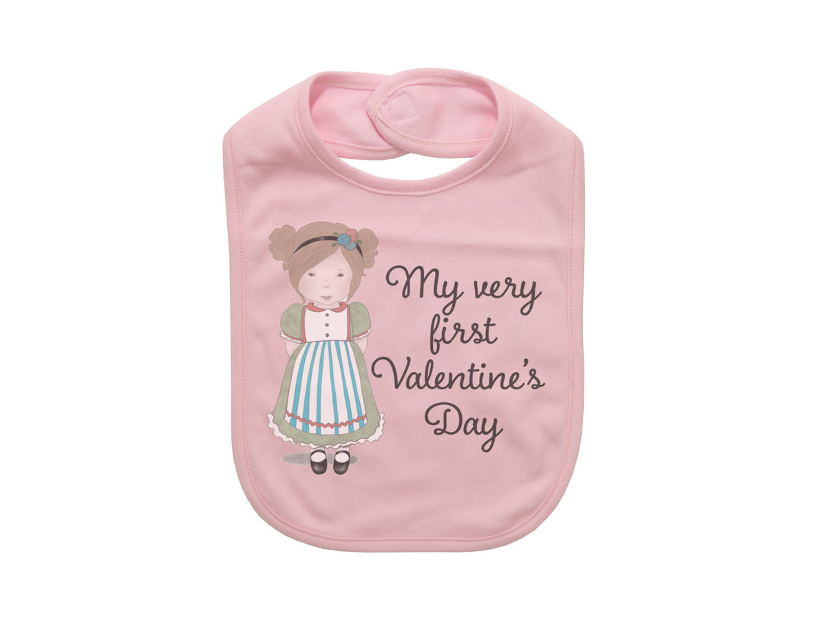 My Very First Valentine's Day, Maureen, Valentine's Day Bib, Baby Shower Gift, Cute Baby Bibs, Newborn Bib, Loved Bib, Valentine Bib - Chase Me Tees LLC