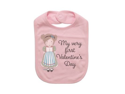 My Very First Valentine's Day, Maureen, Valentine's Day Bib, Baby Shower Gift, Cute Baby Bibs, Newborn Bib, Loved Bib, Valentine Bib - Chase Me Tees LLC