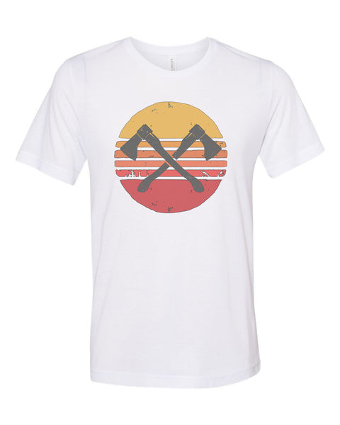Axe Throwing Shirt, Axe Sunset, Axe Shirt, Gift For Axe Shirt, Lumberjack Shirt, Unisex Fit, Logger Shirt, Gift For Lumberjack, Logger Gift - Chase Me Tees LLC