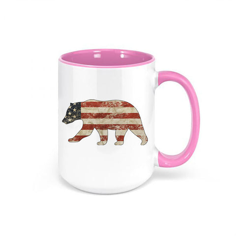 Bear Mug, Bear Flag, Patriotic Coffee Mug, Bear Gift, Bears, American Flag Cup, Patriotic Cup, Sublimated Design, Flag Mug, Gift For Him - Chase Me Tees LLC