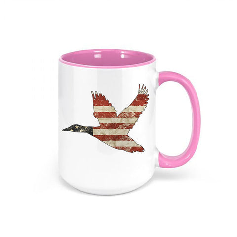 Duck Hunting Mug, American Duck, Waterfowl Mug, Duck Cup, Patriotic Coffee Mug, American Flag Cup, Gift For Him, Waterfowl Gift, Ducks, Flag - Chase Me Tees LLC