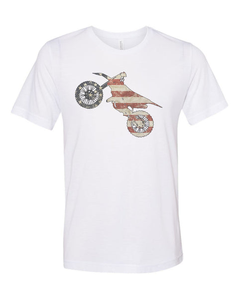 Dirt Bike Shirt, Dirt Bike Flag, Patriotic Shirt, Motorcycle Shirt, Unisex Fit, American Pride, Gift For Him, Motor Sports, Racing Shirt - Chase Me Tees LLC