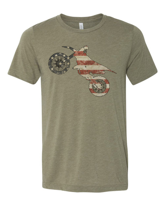 Dirt Bike Shirt, Dirt Bike Flag, Patriotic Shirt, Motorcycle Shirt, Unisex Fit, American Pride, Gift For Him, Motor Sports, Racing Shirt - Chase Me Tees LLC