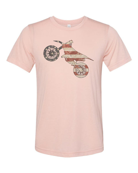 Dirt Bike Shirt, Dirt Bike Flag, Patriotic Shirt, Motorcycle Shirt, Unisex Fit, American Pride, Gift For Him, Motor Sports, Racing Shirt - Chase Me Tees LLC