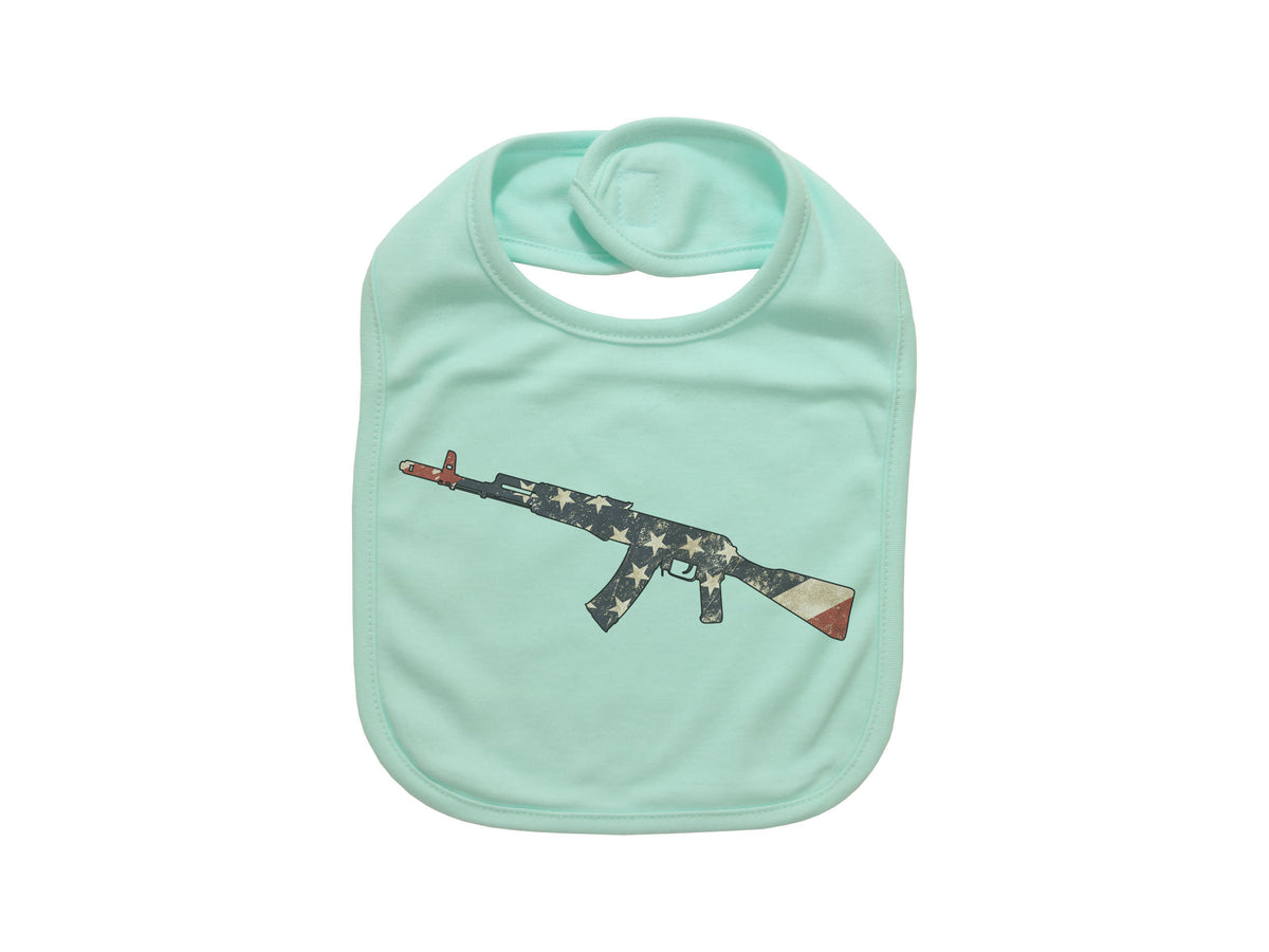 Gun Baby Bib, Patriotic Bib, Gun Flag, American Flag Bib, Baby Shower Gift, Newborn Bibs, Pregnancy Announcement, 2nd Amendment, Gun Baby - Chase Me Tees LLC