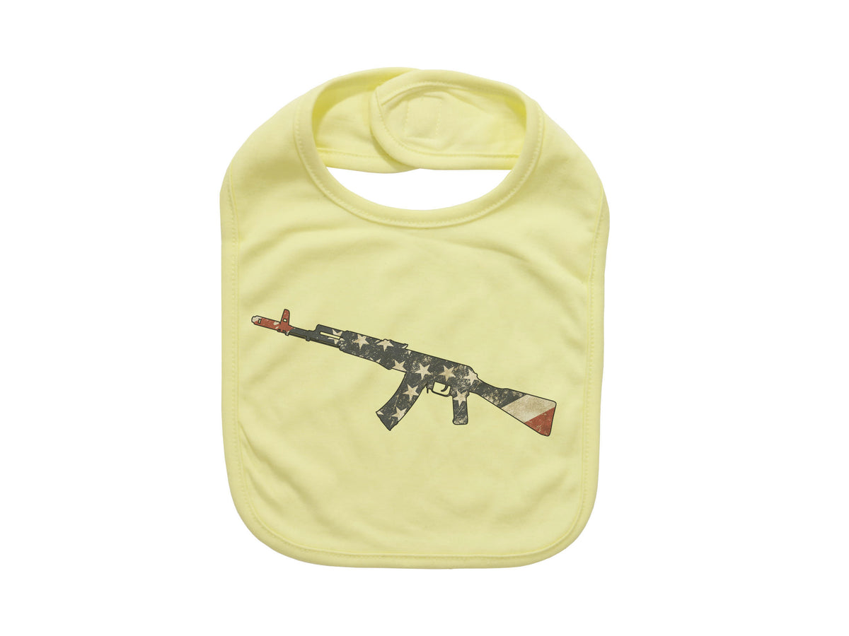 Gun Baby Bib, Patriotic Bib, Gun Flag, American Flag Bib, Baby Shower Gift, Newborn Bibs, Pregnancy Announcement, 2nd Amendment, Gun Baby - Chase Me Tees LLC
