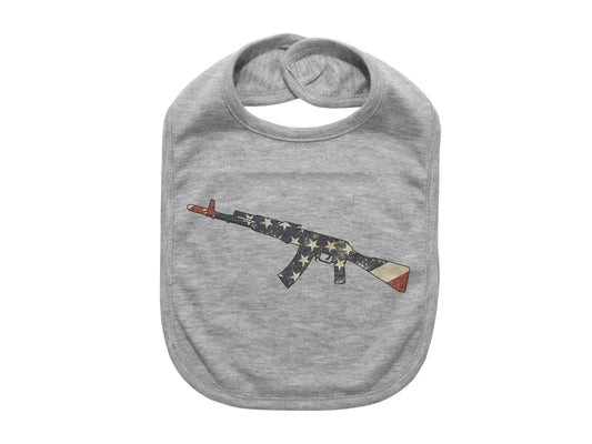 Gun Baby Bib, Patriotic Bib, Gun Flag, American Flag Bib, Baby Shower Gift, Newborn Bibs, Pregnancy Announcement, 2nd Amendment, Gun Baby - Chase Me Tees LLC