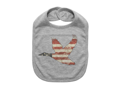 Duck Hunting Bib, Patriotic Bib, American Duck, American Flag Bib, Baby Shower Gift, Newborn Bibs, Pregnancy Announcement, Waterfowl Bib - Chase Me Tees LLC