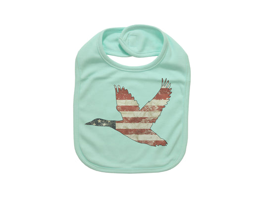 Duck Hunting Bib, Patriotic Bib, American Duck, American Flag Bib, Baby Shower Gift, Newborn Bibs, Pregnancy Announcement, Waterfowl Bib - Chase Me Tees LLC