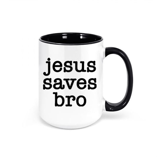 Christian Coffee Mug, Jesus Saves Bro, Religious Mug, Jesus Coffee Cup, Christian Gift, Jesus Saves Mug, Christian Decor, Funny Christian - Chase Me Tees LLC
