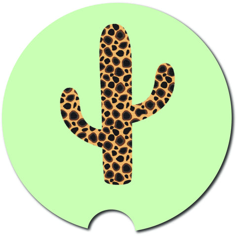 Car Coaster, Leopard Cactus, Cactus Coaster, Leopard Car Coaster, Cactus Gift, Car Accessories, Car Gift, Truck Coaster, Vehicle Accessories - Chase Me Tees LLC