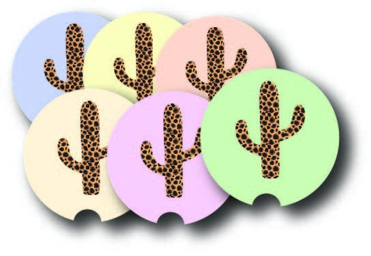 Car Coaster, Leopard Cactus, Cactus Coaster, Leopard Car Coaster, Cactus Gift, Car Accessories, Car Gift, Truck Coaster, Vehicle Accessories - Chase Me Tees LLC
