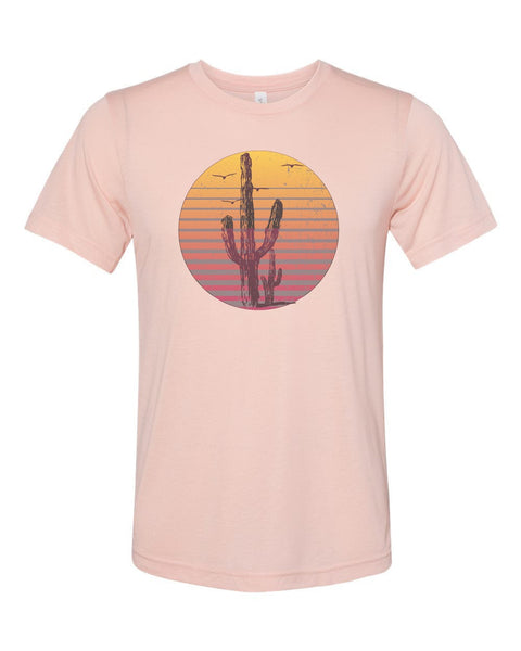 Cactus Shirt, Cactus Sunset, Cactus Gift, Unisex Fit, Sublimated Design, Desert Shirt, Gift For Her, Cacti Lover, Western Shirt, Sunset - Chase Me Tees LLC