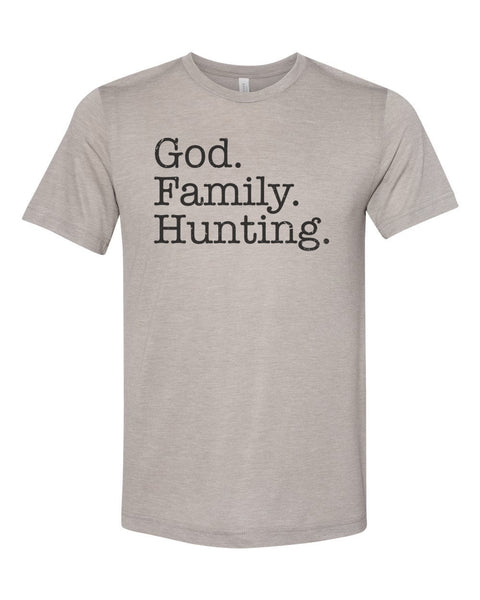 Hunting Shirt, God Family Hunting, Christian Shirt, Country Shirt, Gift For Him, Hunting Apparel, Faith And Family, Christian Apparel, Hunt - Chase Me Tees LLC