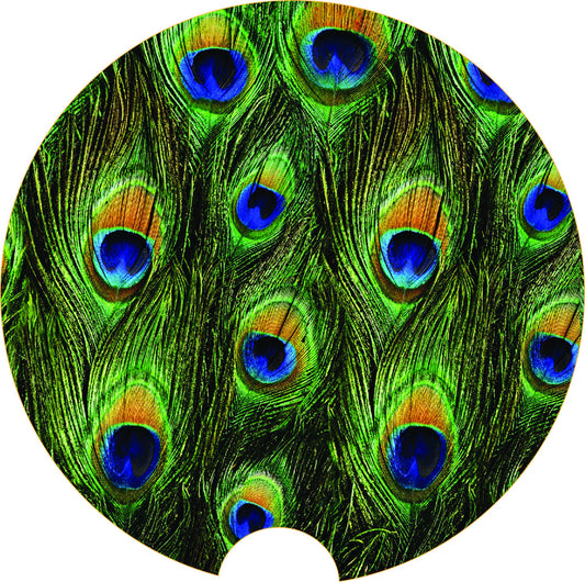 Car Coaster, Peacock Feathers, Peacock Coaster, Peacock Gift, Peacock Lover, Car Accessories, Car Gift, Truck Coaster, Vehicle Accessories - Chase Me Tees LLC