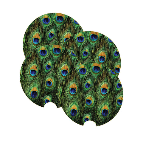 Car Coaster, Peacock Feathers, Peacock Coaster, Peacock Gift, Peacock Lover, Car Accessories, Car Gift, Truck Coaster, Vehicle Accessories - Chase Me Tees LLC