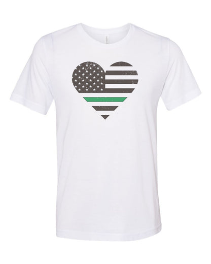 Thin Green Line Shirt, Green Line Heart, Military Shirt, Military Wife, Game Warden Shirt, Armed Forces, Unisex Fit, Sublimated Shirt - Chase Me Tees LLC