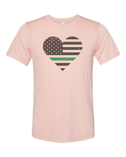 Thin Green Line Shirt, Green Line Heart, Military Shirt, Military Wife, Game Warden Shirt, Armed Forces, Unisex Fit, Sublimated Shirt - Chase Me Tees LLC