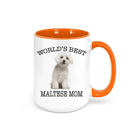 Maltese Mug, World's Best Maltese Mom, Dog Mom Mug, Maltese Mom, Gift For Maltese Owner, Maltese Coffee Cup, Gift For Maltese Mom, Maltese - Chase Me Tees LLC